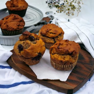 The Bomb! Gluten Free, No Added Sugars Banana Blueberry Muffins with Dates